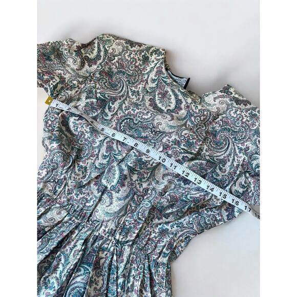 Vintage 80s Phoebe Petites Paisley Midi Dress Boho Cottagecore 80s Feminine S-XS - Picture 6 of 8